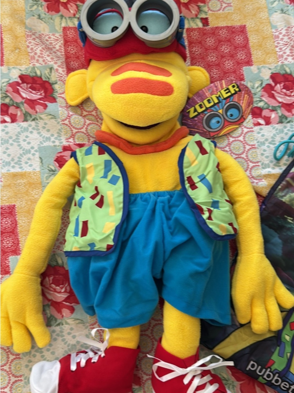 Zoom Yellow Plush Character with Blue Trim and Red Accent Shoes